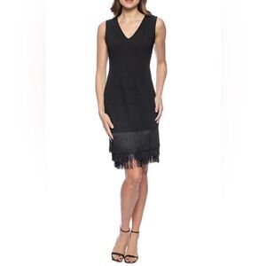 NWT MARINA Black Sleeveless Fringe Dress